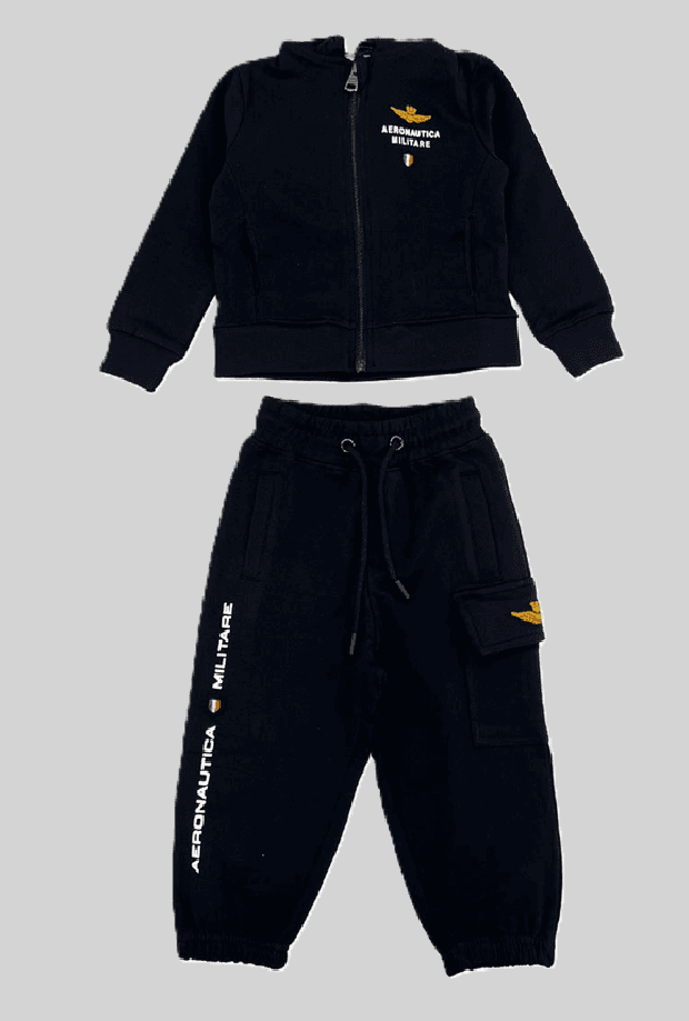 AERONAUTICA MILITARE set felpa e pantalone bambino nero