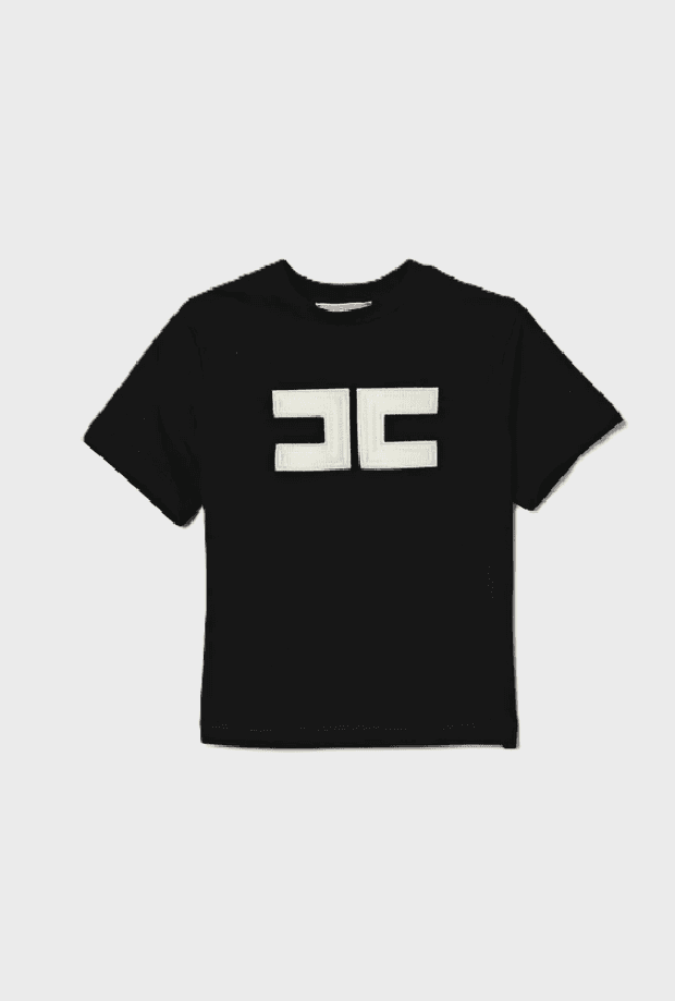 ELISABETTA FRANCHI t-shirt con maxi logo bambina nero-bianco