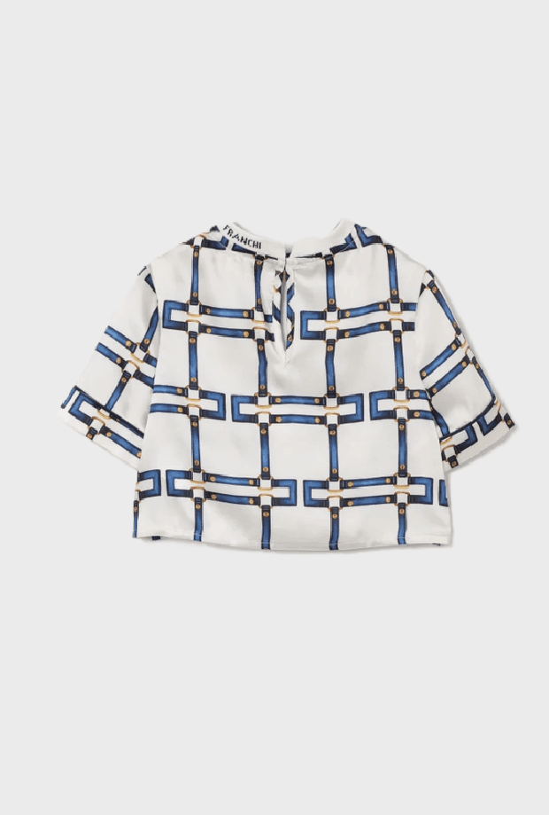 ELISABETTA FRANCHI top bambina avorio-blu - 2