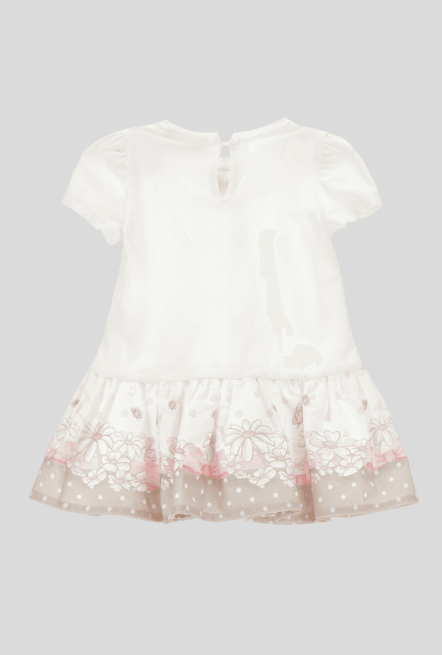 MONNALISA vestito floreale con fiocco bambina bianco-rosa - 2