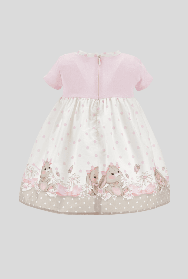 MONNALISA abito a pois fiore bambina bianco-rosa - 2