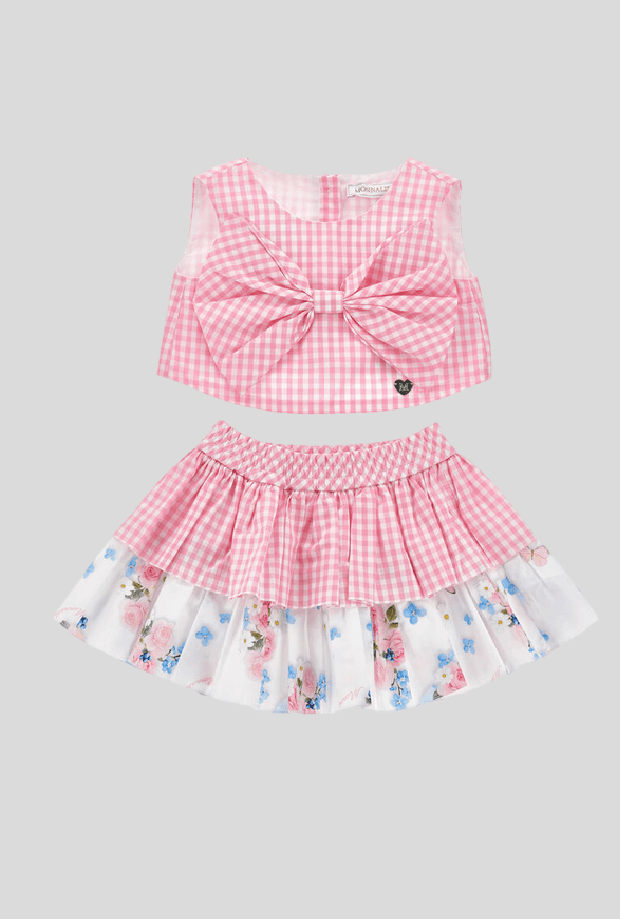 MONNALISA completo a quadretti bambina rosa - 2