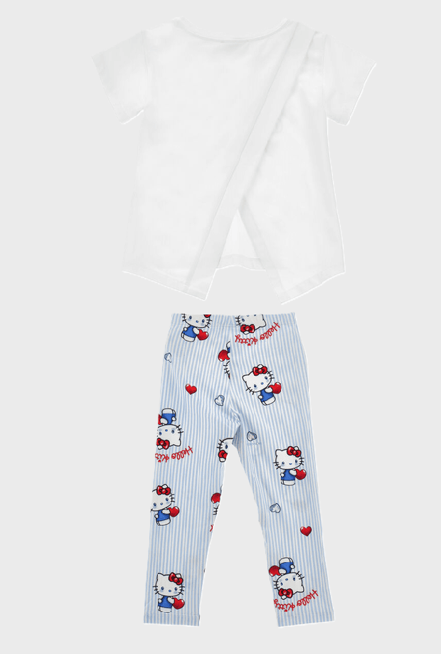 MONNALISA completo hello kitty bambina bianco-celeste - 2
