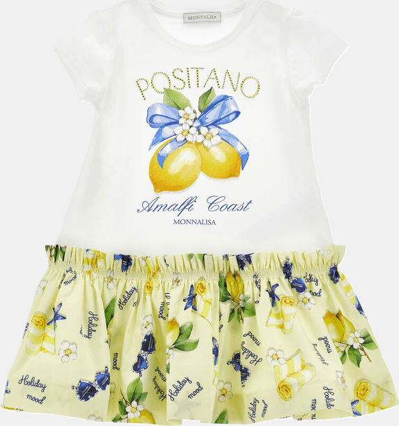 MONNALISA abito con limoni bambina bianco-giallo