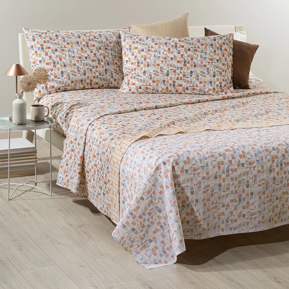 Completo Lenzuola Matrimoniale Caleffi Orleans in Cotone 240x280 cm – Ambra - 3