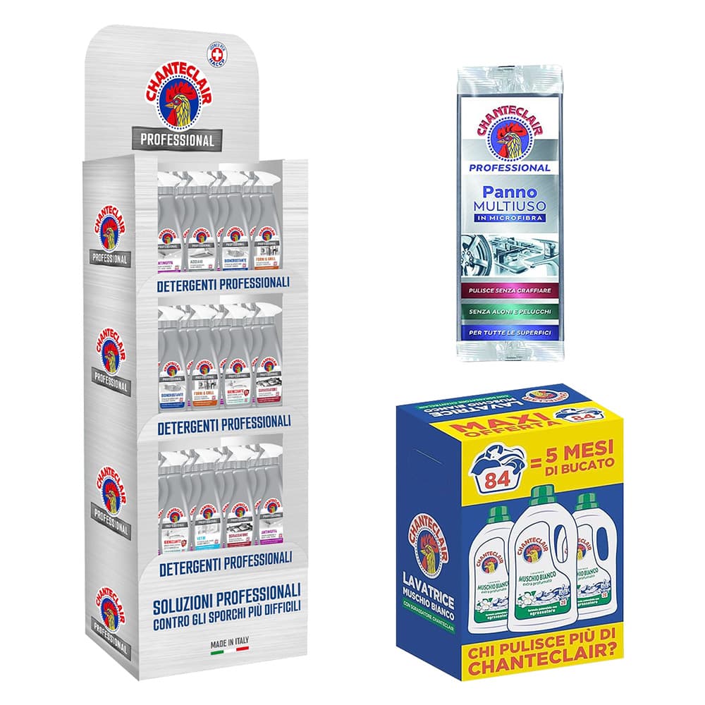 ESPOSITORE DETERGENTI 'CHANTECLAIR PROFESSIONAL' 48 pz da 700 ml cad. - con omaggi  - CHANTECLAIR