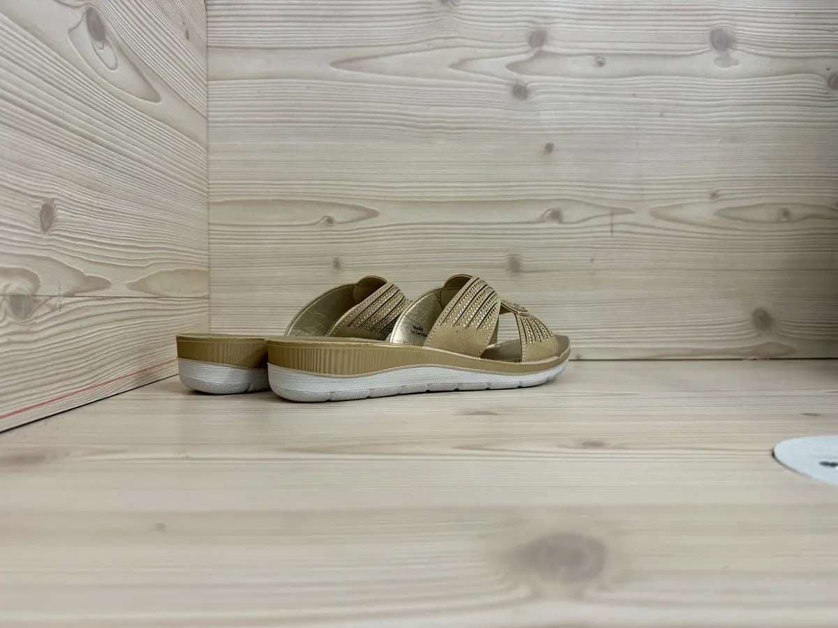 Inblu ciabatta donna sabbia con zeppa e fasce intrecciate - 2