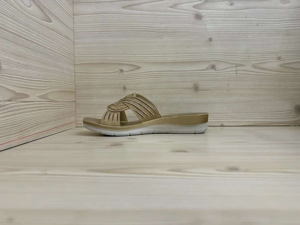 Inblu ciabatta donna sabbia con zeppa e fasce intrecciate - 5
