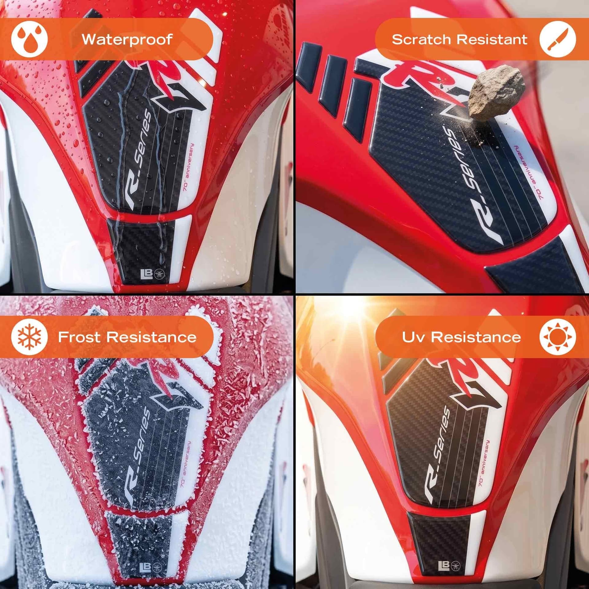 Paraserbatoio moto Adesivo resinato 3D compatibile con Yamaha R7 2026 - 16