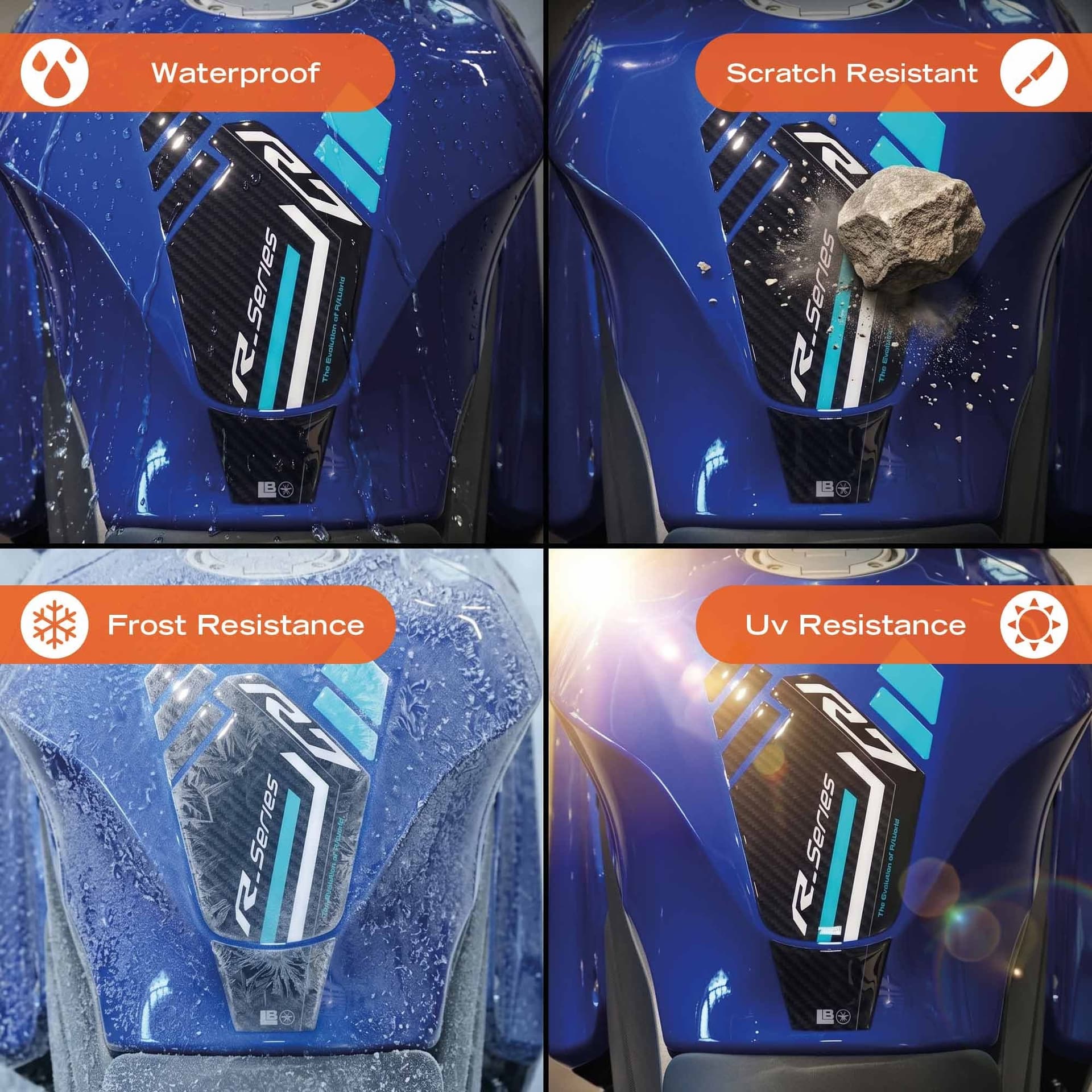 Paraserbatoio moto Adesivo resinato 3D compatibile con Yamaha R7 2026 - 5