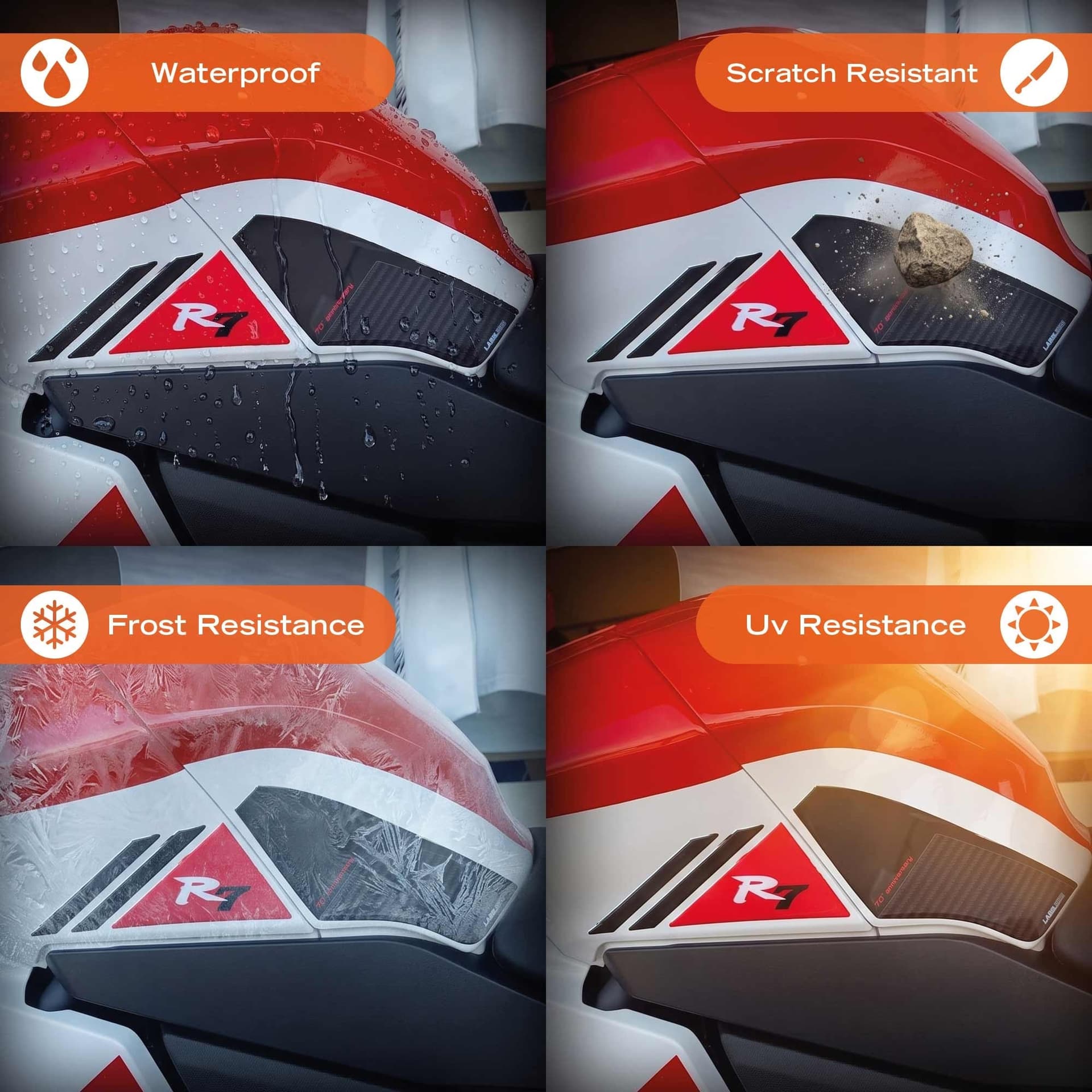Adesivi Protezioni Laterali Serbatoio moto compatibile con Yamaha R7 2026 - 16