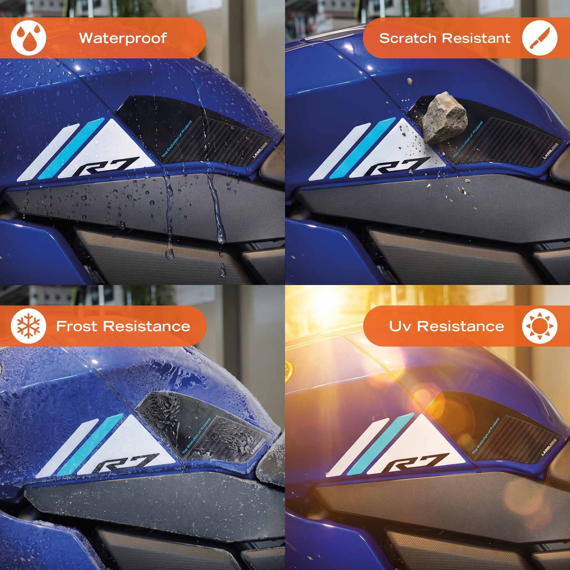 Adesivi Protezioni Laterali Serbatoio moto compatibile con Yamaha R7 2026 - 4