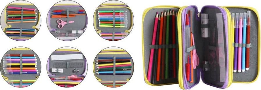 ASTUCCIO SCUOLA TRIPLO A 3 SCOMPARTI DESIGN 3D TEMA UNICORNO MAGICO MATITE COLORATE 622026 - 3