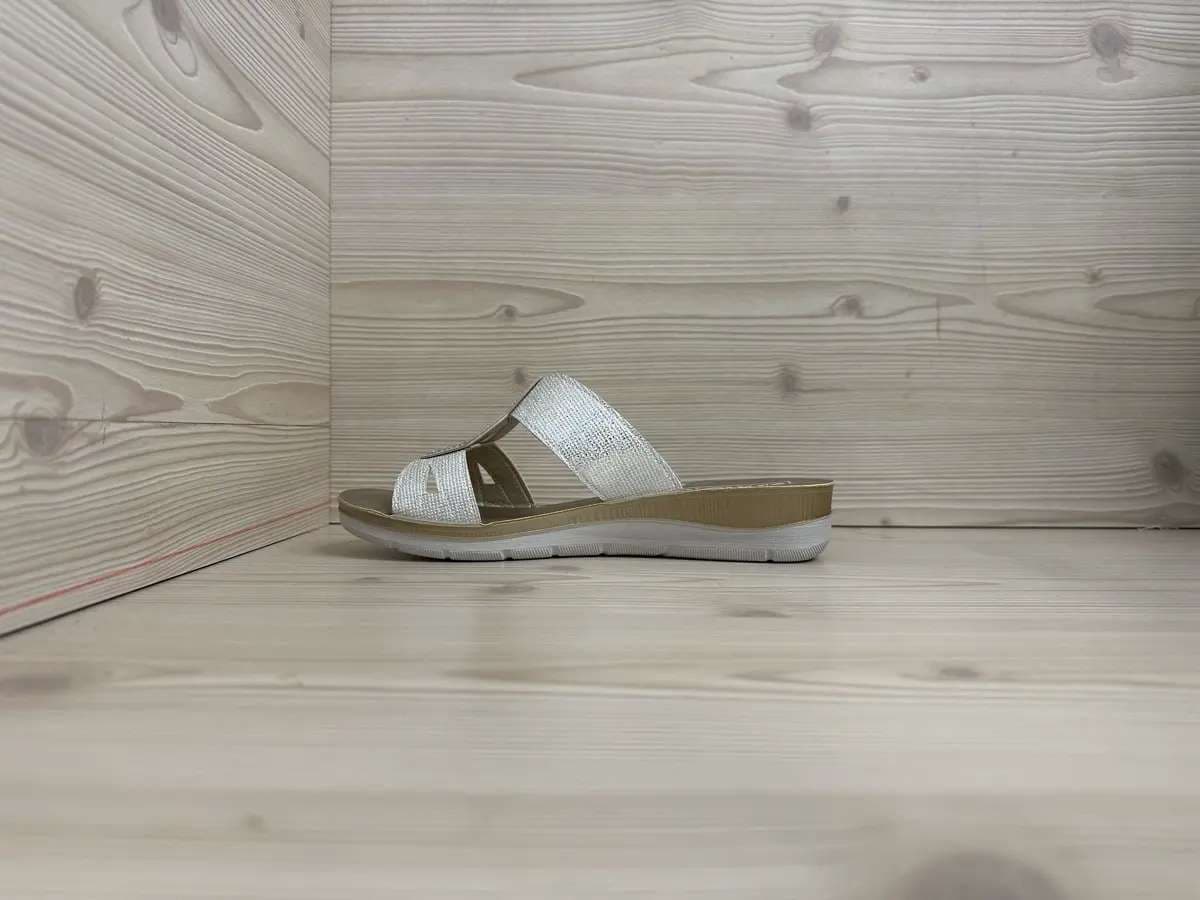 Inblu ciabatta donna bianca con zeppa e strass - 5