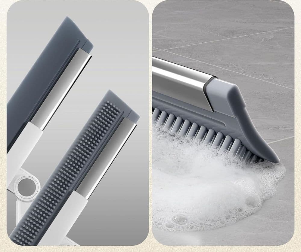 SCOPA MAGICA DOPPIA AZIONE MULTIUSO SILICONE ROTANTE A 180° LAVAVETRI PAVIMENTI CON MANICO - 7