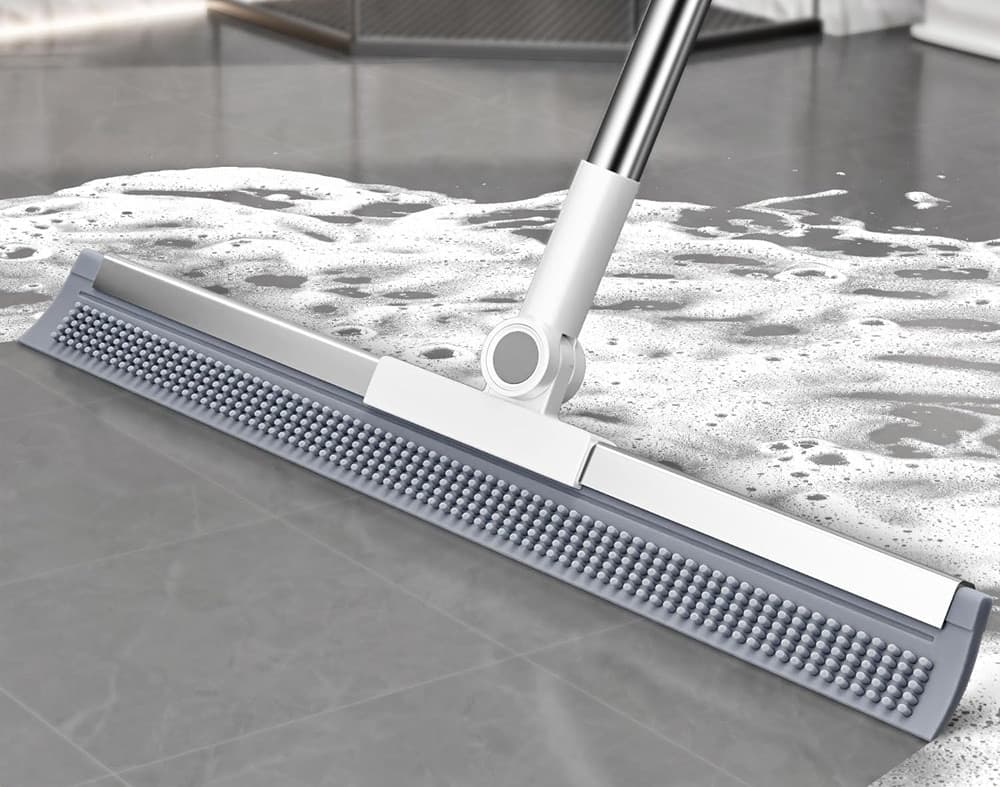 SCOPA MAGICA DOPPIA AZIONE MULTIUSO SILICONE ROTANTE A 180° LAVAVETRI PAVIMENTI CON MANICO - 9
