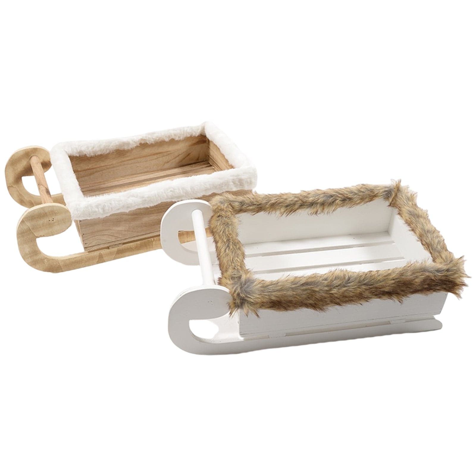 Slitta in legno "Furry" grande decorazione per interno natalizia da 46 cm - 2