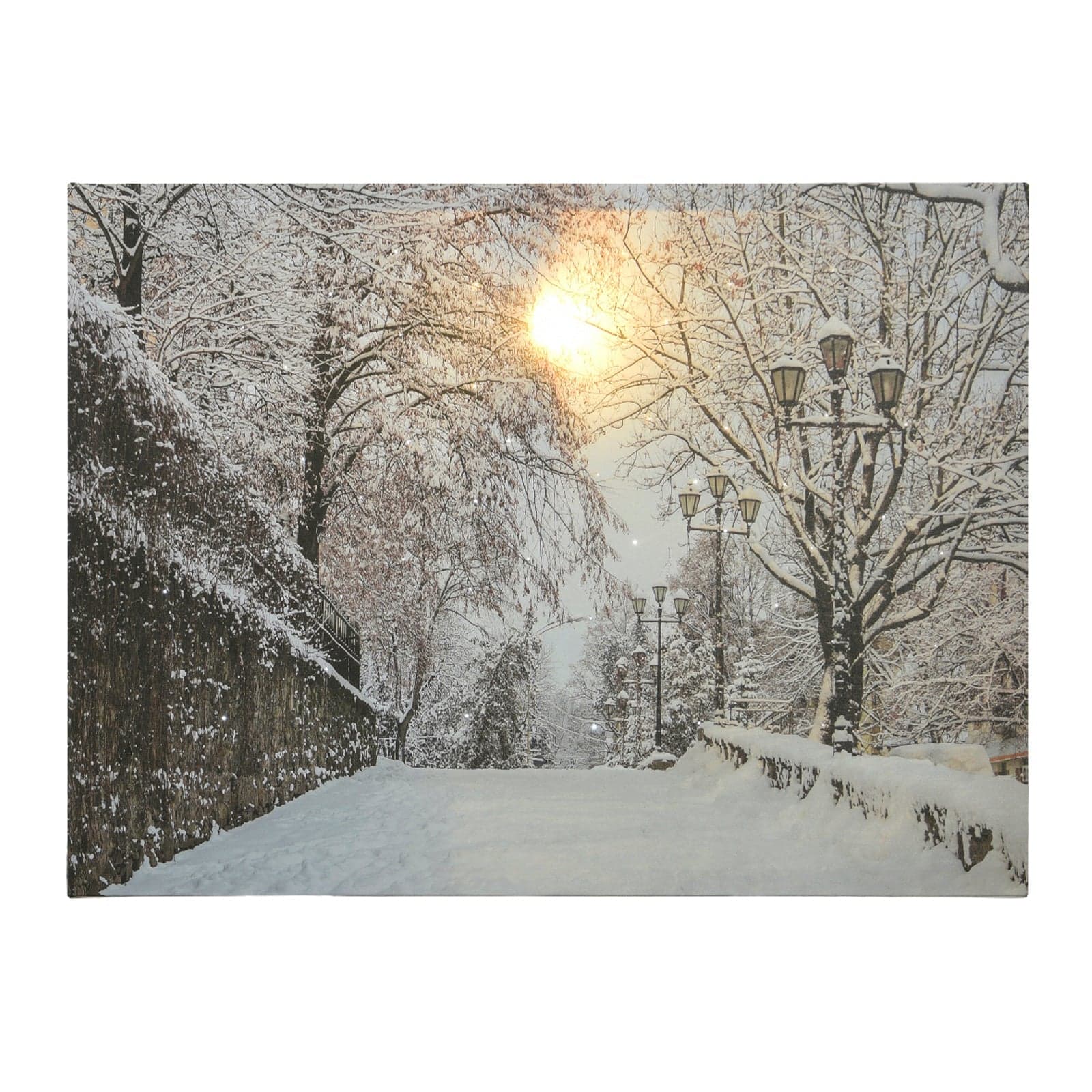 Quadro con LED luminosi Paesaggio innevato con alberi invernali, dipinto da 78 cm - 2