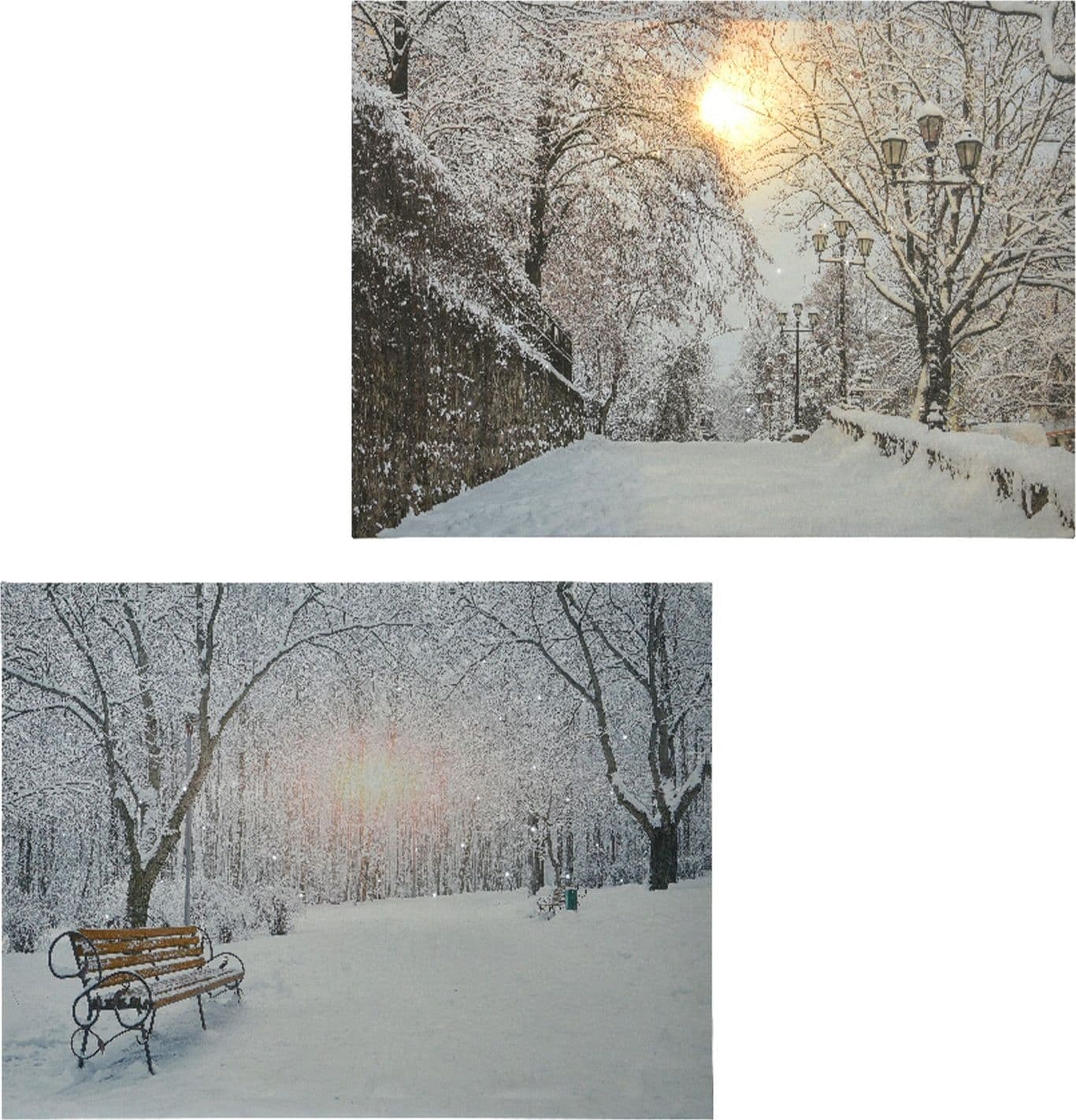 Quadro con LED luminosi Paesaggio innevato con alberi invernali, dipinto da 78 cm - 3