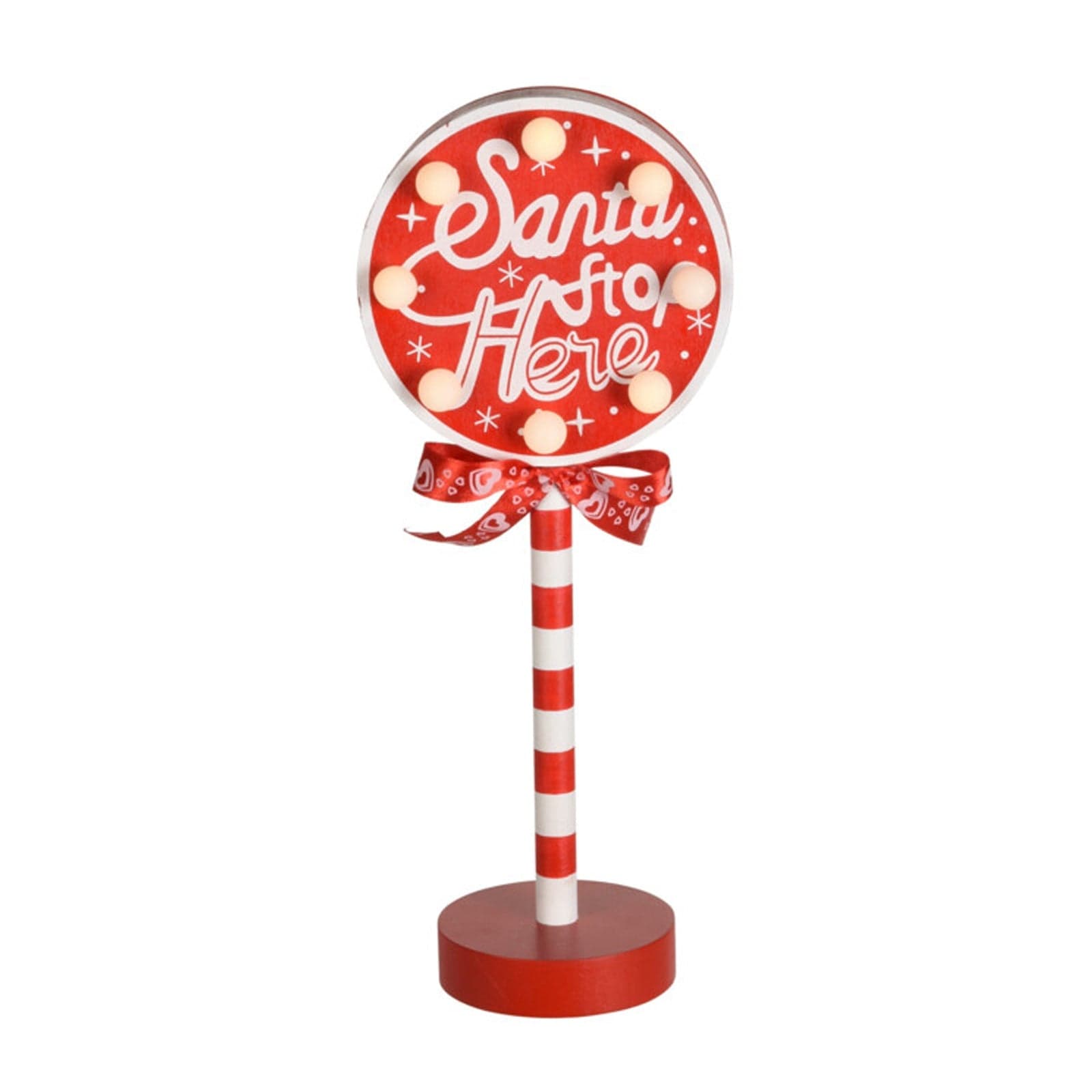 Segnaletica Natalizia Bianca e Rosso con Led decorazione per ingressi e giardini 28 cm - 2