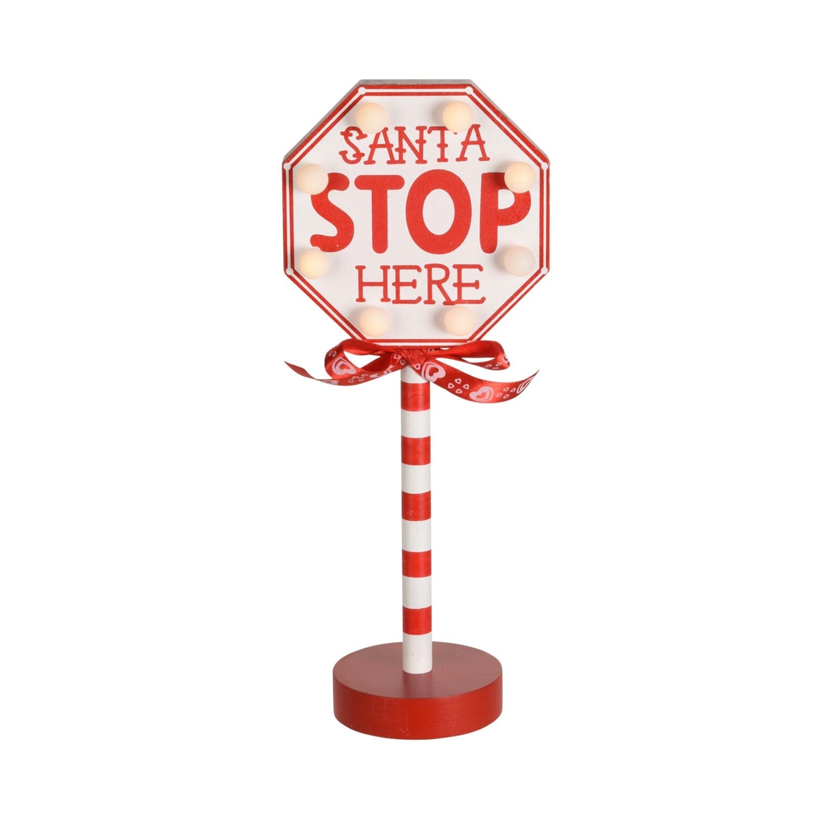Segnaletica Natalizia Bianca e Rosso con Led decorazione per ingressi e giardini 28 cm - 4