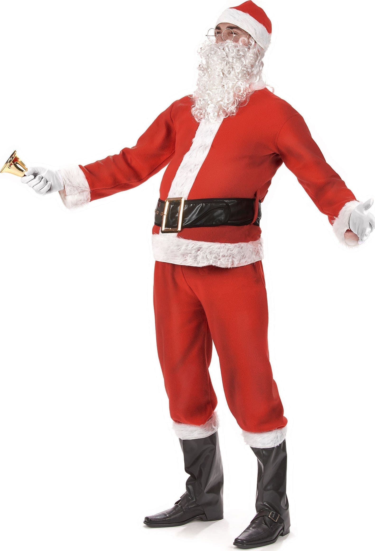 Costume completo da Babbo Natale per Adulto in velluto rosso e bianco - 3