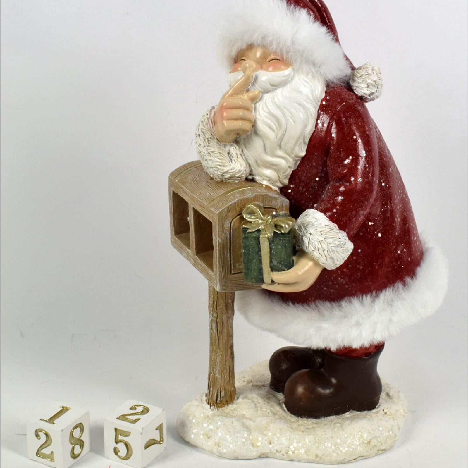 Statuetta Babbo Natale con calendario dell' avvento Rosso e oro in poliresina h 23 cm - 2