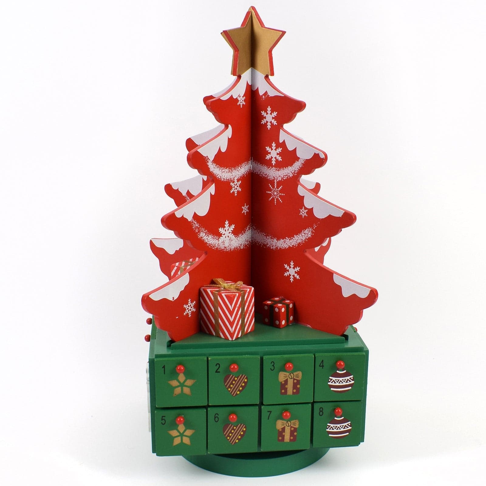 Calendario dell'avvento natalizio "Albero" decorazione in legno con cassetti h 40 cm - 2