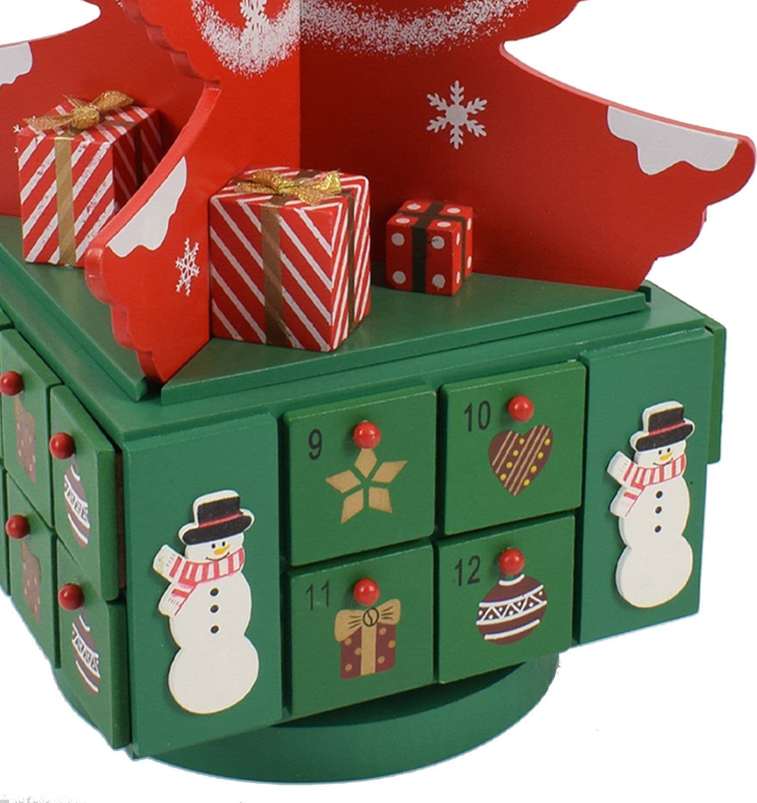 Calendario dell'avvento natalizio "Albero" decorazione in legno con cassetti h 40 cm - 3
