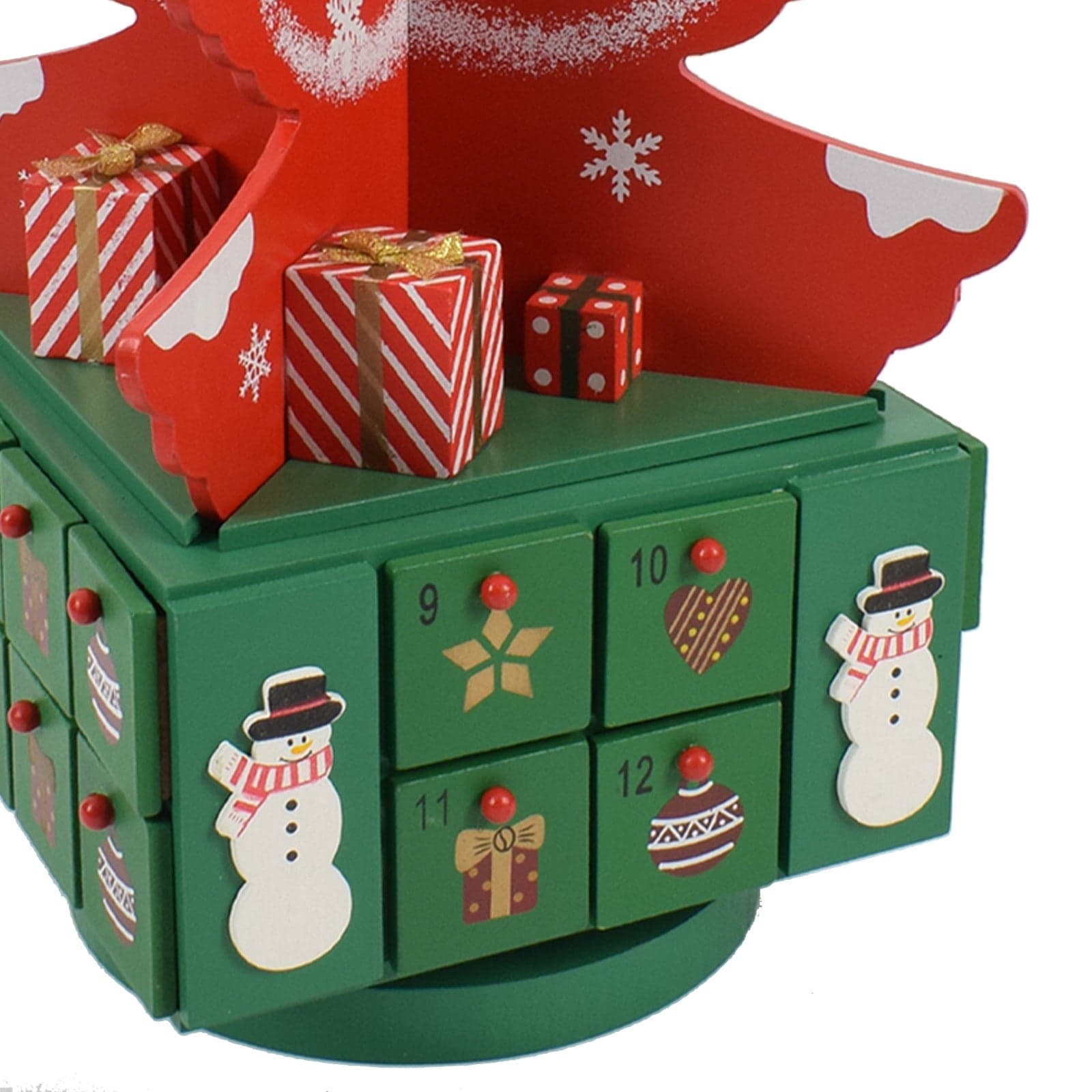 Calendario dell'avvento natalizio "Albero" decorazione in legno con cassetti h 40 cm - 3