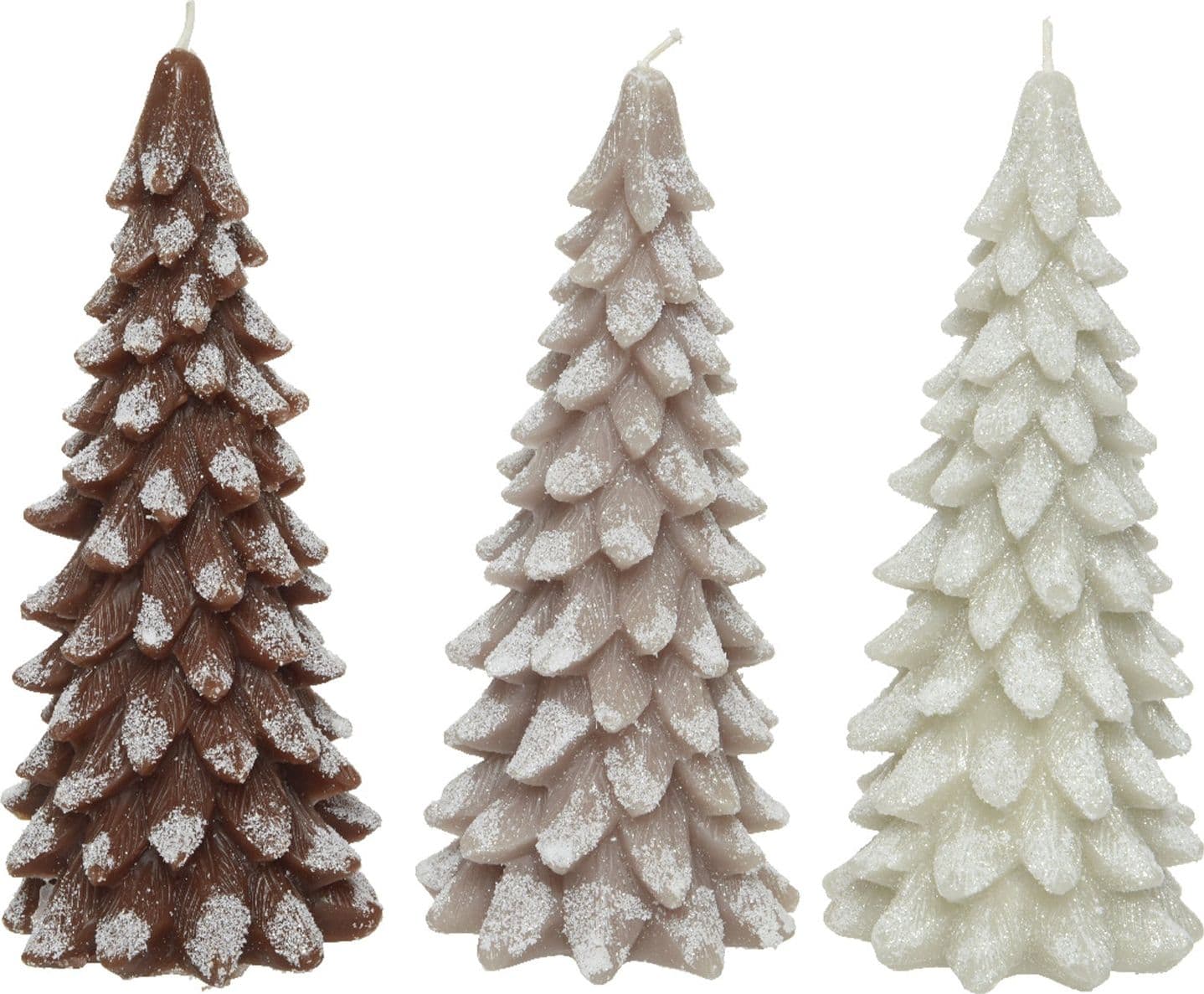 Candela a forma di Albero decorativa in cera innevato da Ø 8 x h 16,50 cm - 1