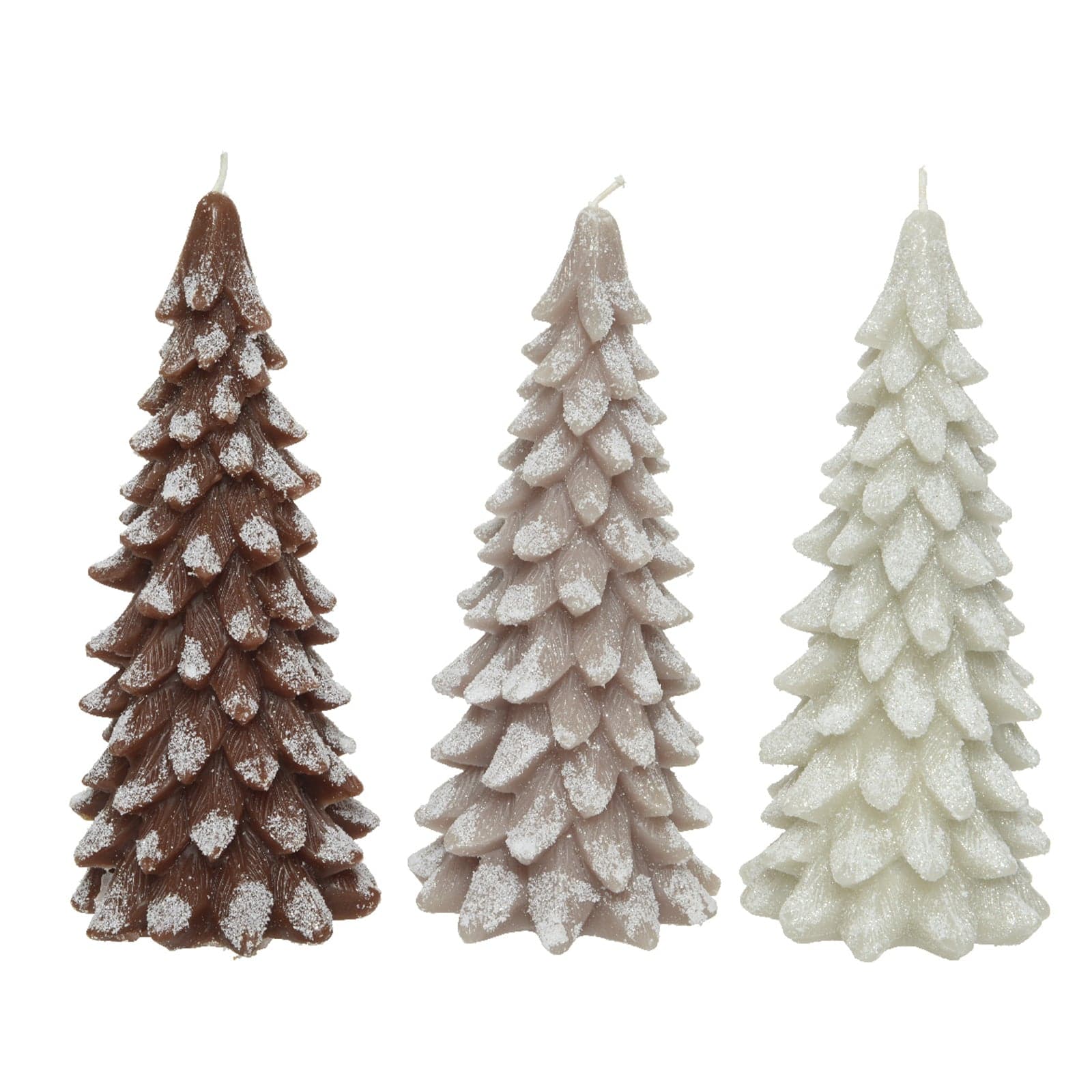 Candela a forma di Albero decorativa in cera innevato da Ø 8 x h 16,50 cm - 1