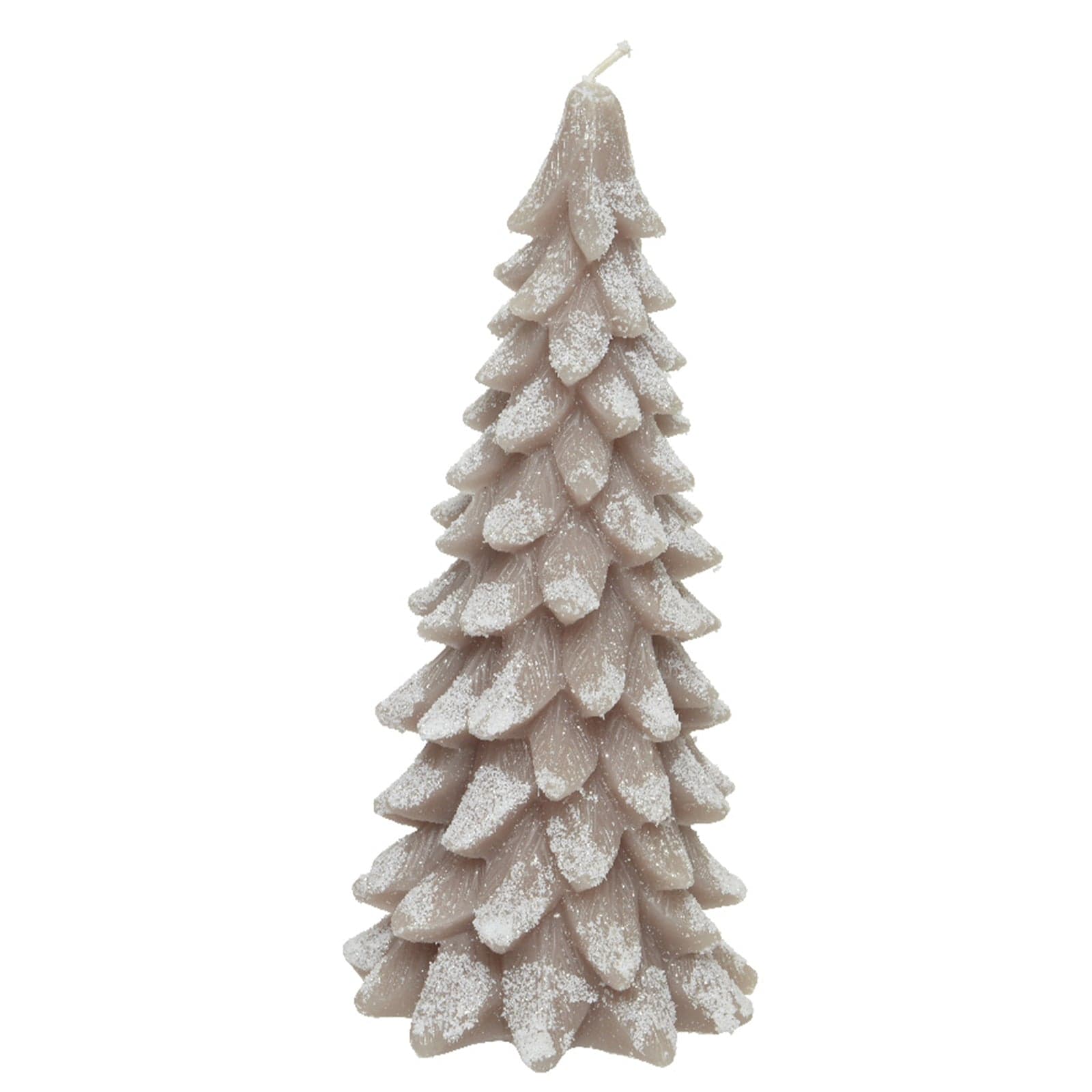 Candela a forma di Albero decorativa in cera innevato da Ø 8 x h 16,50 cm - 2