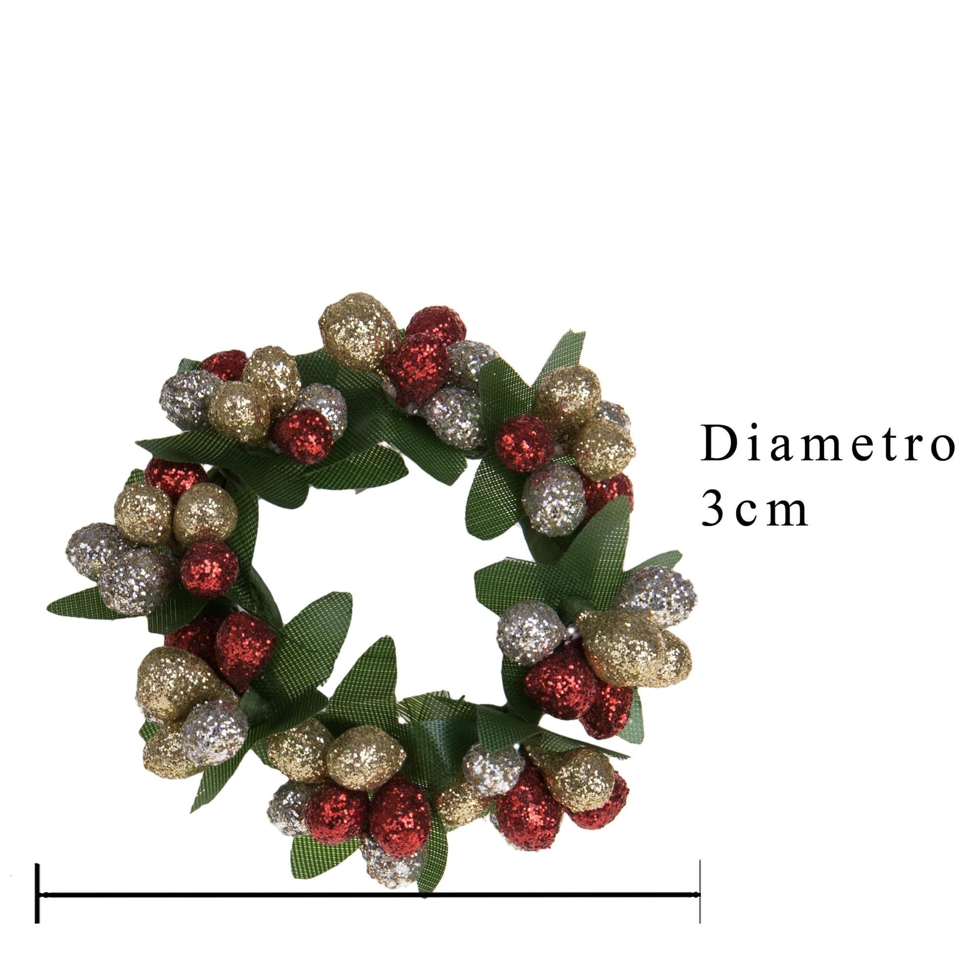 Ghirlanda Natalizia porta candela con glitter da Arredamento Ø 7 cm per Tavola ed Interni - 2