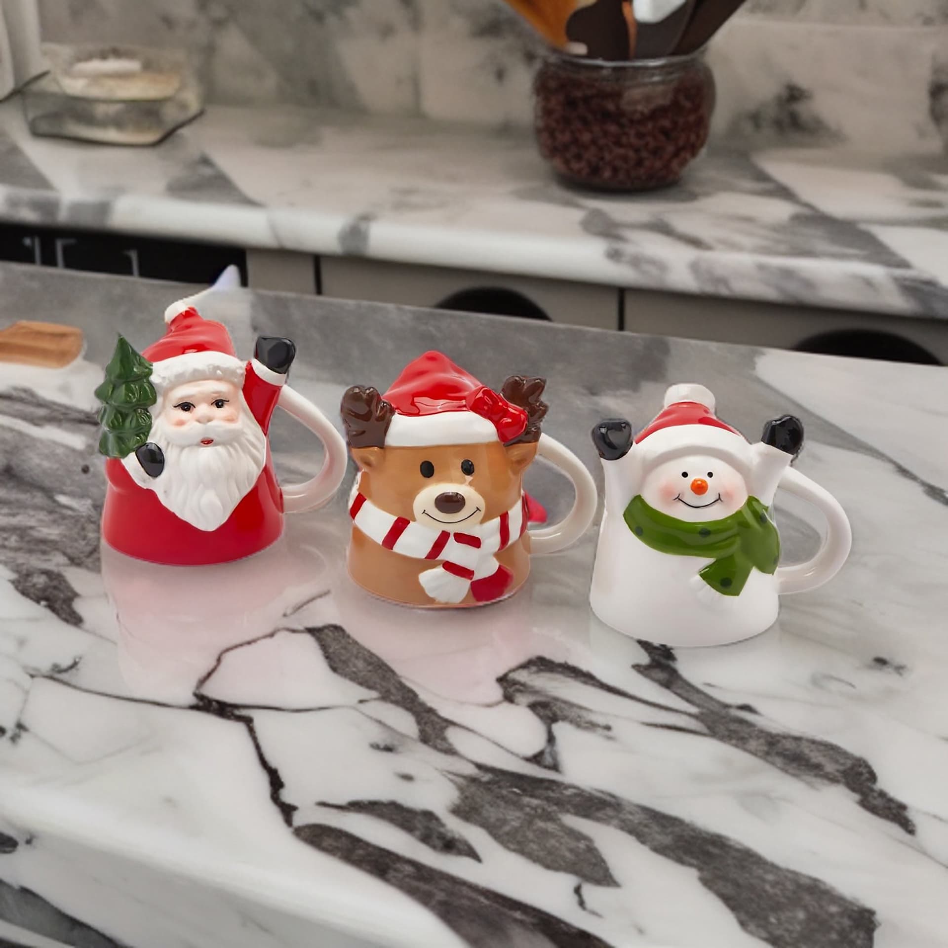 Tazza con decorazione "Pupazzo di Natale" con manico Ø 6 x h 7 cm - 8
