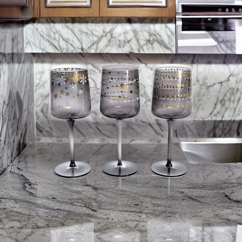 Set da 6 calici in vetro "Elegant Stars" da 320 cL Ø 7 x h 20 cm, decorazione moderna - 6
