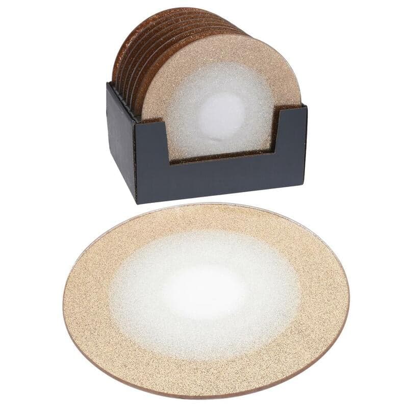Piatto decorato con glitter Oro centrotavola in vetro per tavola natalizia da 20 cm - 2