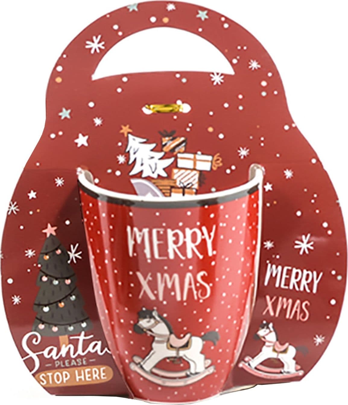 Tazza per cioccolata calda e latte con decorazioni rosse da 340 mL - 2