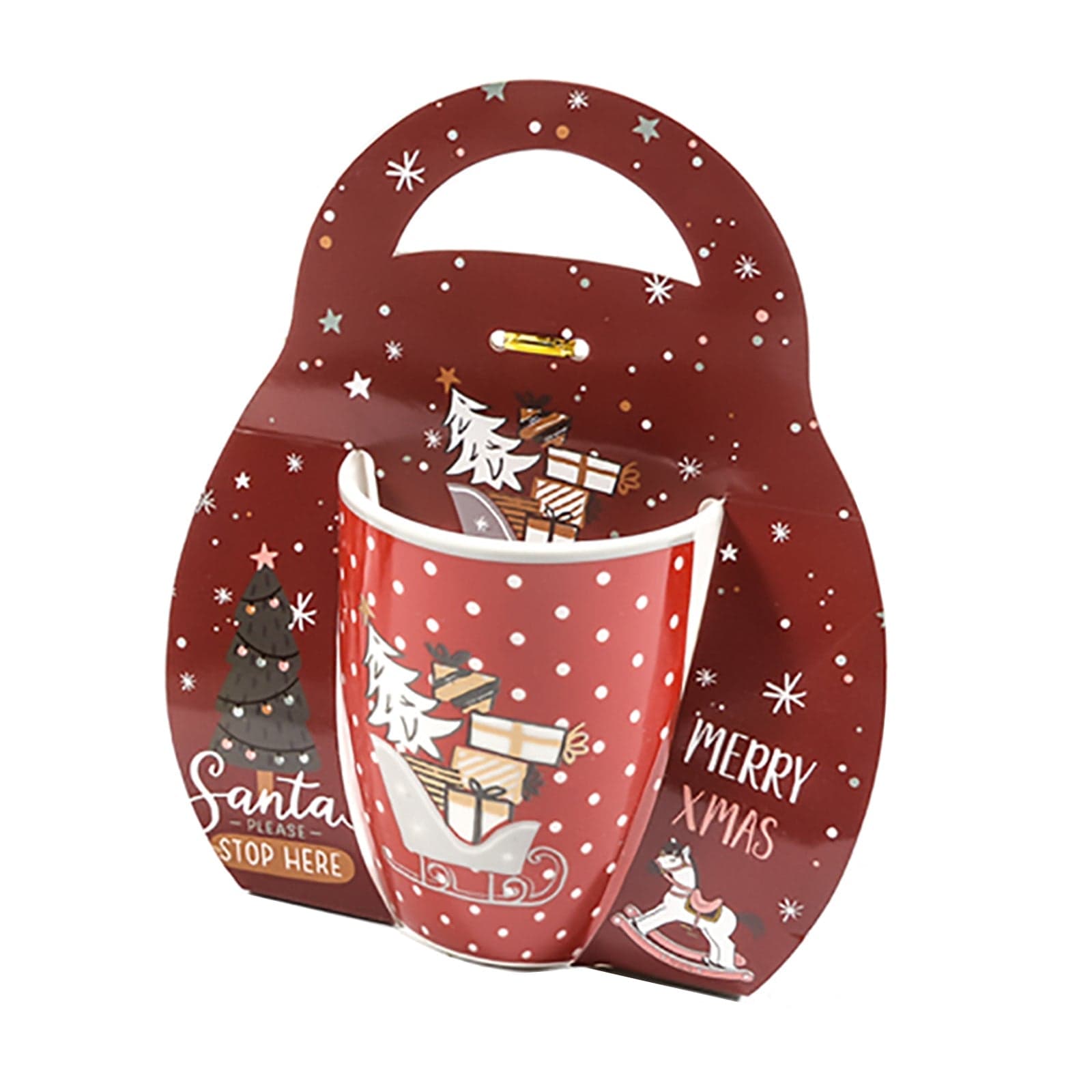 Tazza per cioccolata calda e latte con decorazioni rosse da 340 mL - 3
