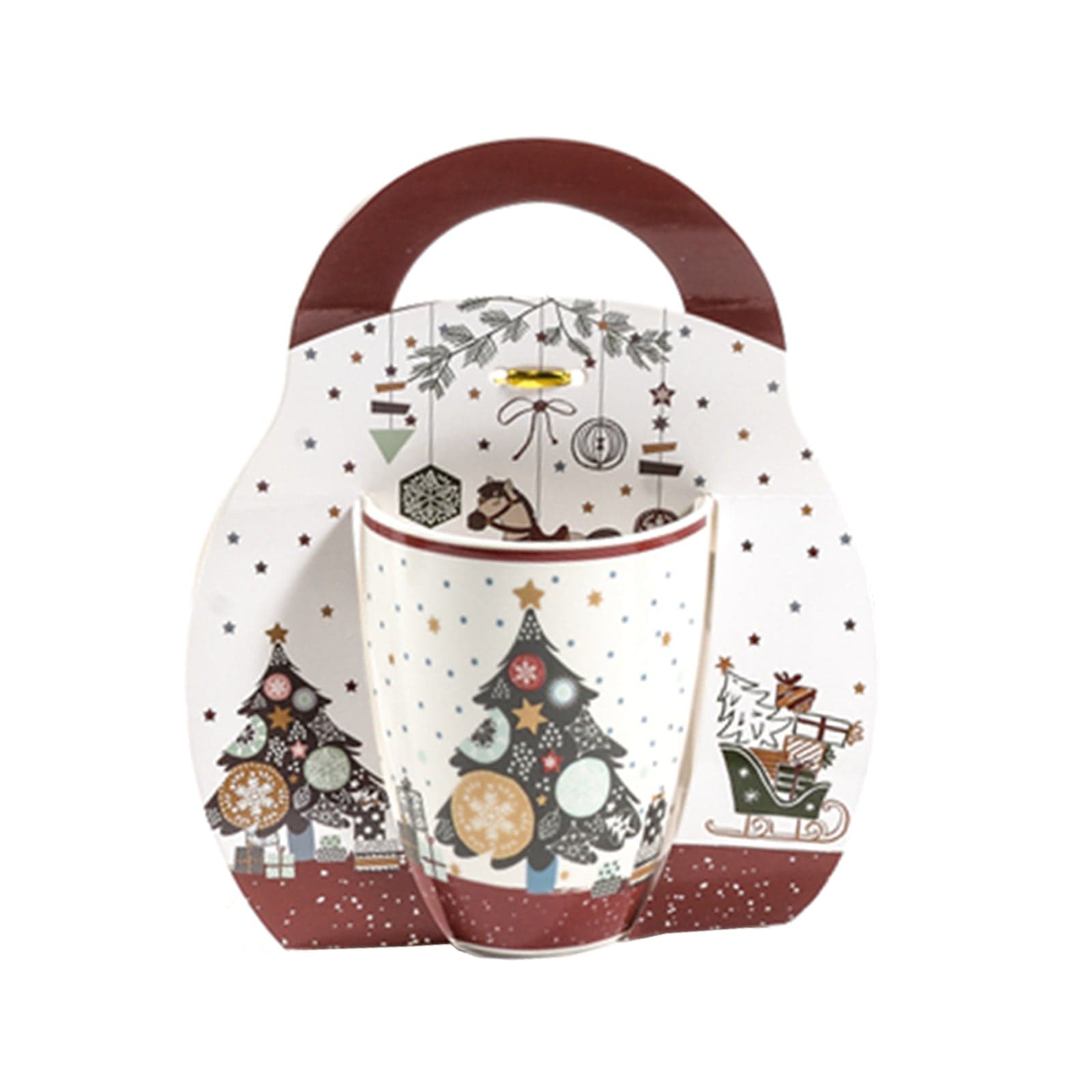 Tazza per cioccolata calda e latte con decorazioni verdi e rosse da 340 mL - 2