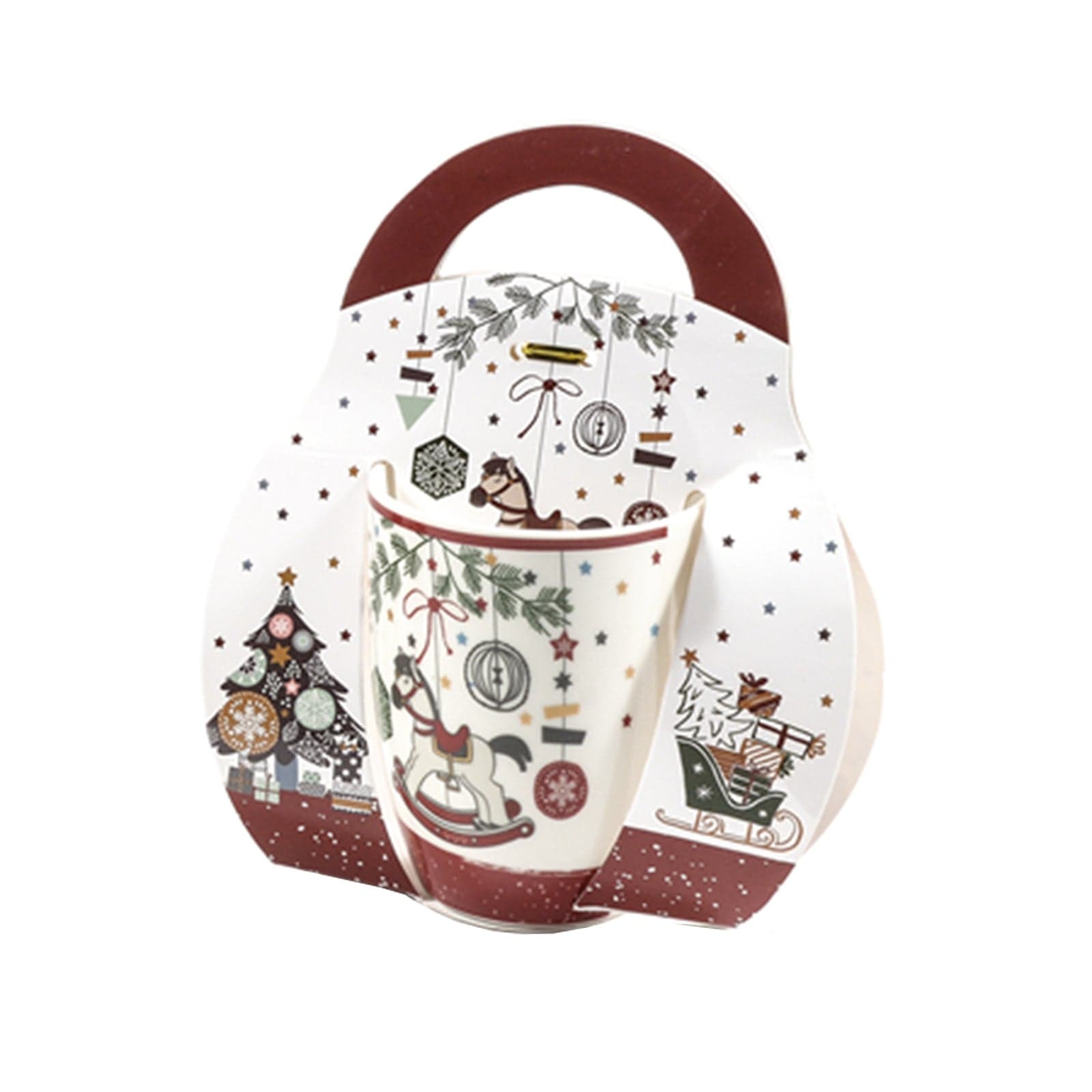 Tazza per cioccolata calda e latte con decorazioni verdi e rosse da 340 mL - 3