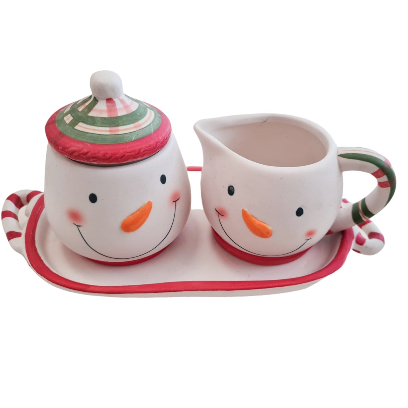 Set lattiera e zuccheriera Natalizia decorata con Pupazzo di Neve h 11 cm - 2