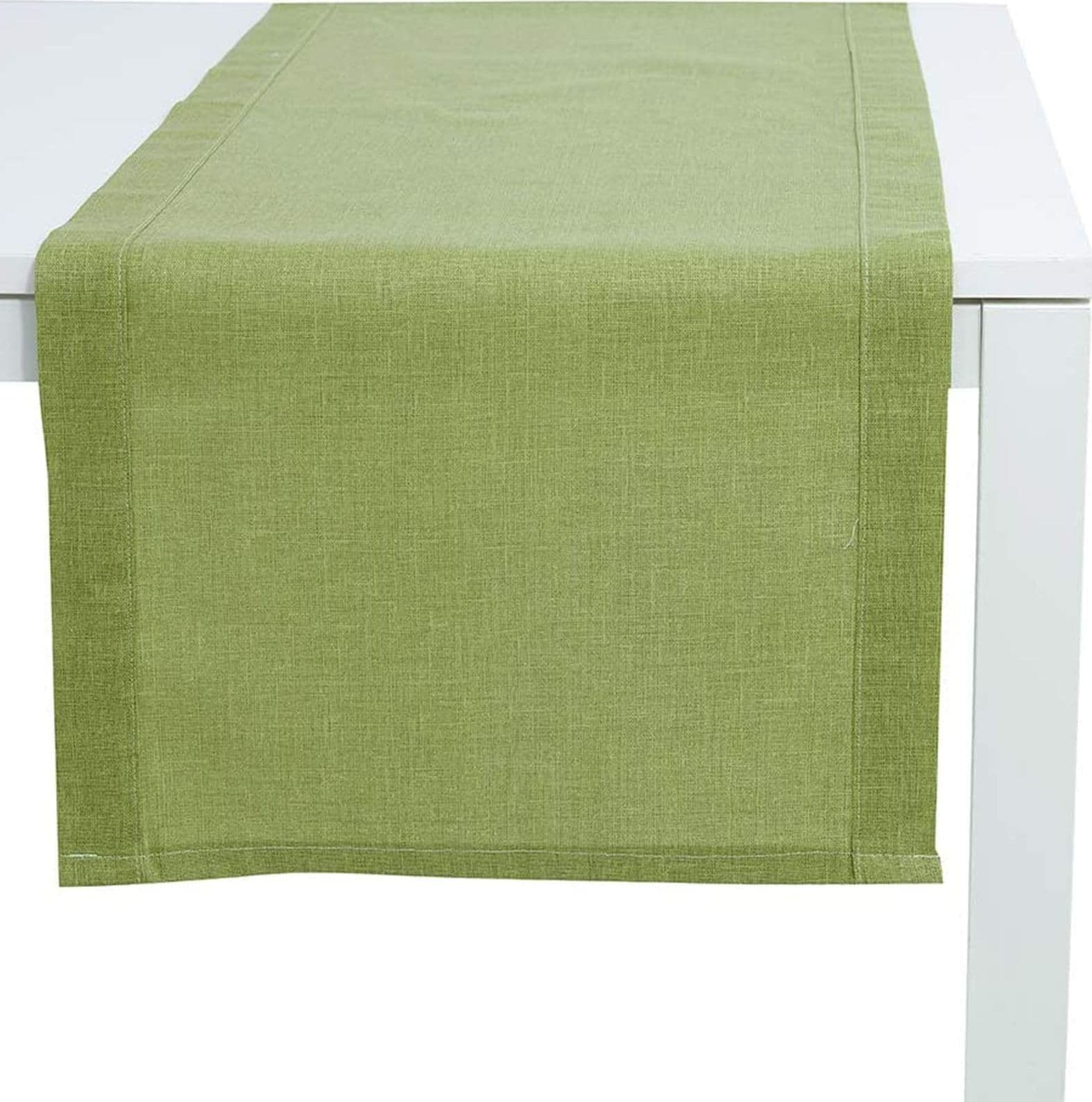 Runner cedro in tessuto idrorepellente Jacquard tinta unita per tavolo da interno ed eterno.