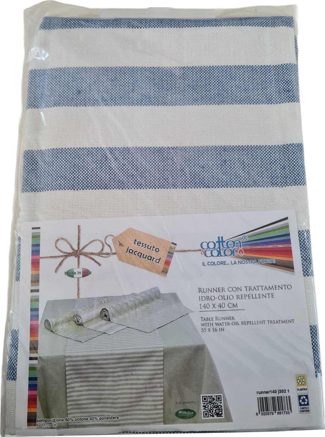 Runner in tessuto idrorepellente Jacquard a fantasia per tavolo da interno ed eterno. - 4