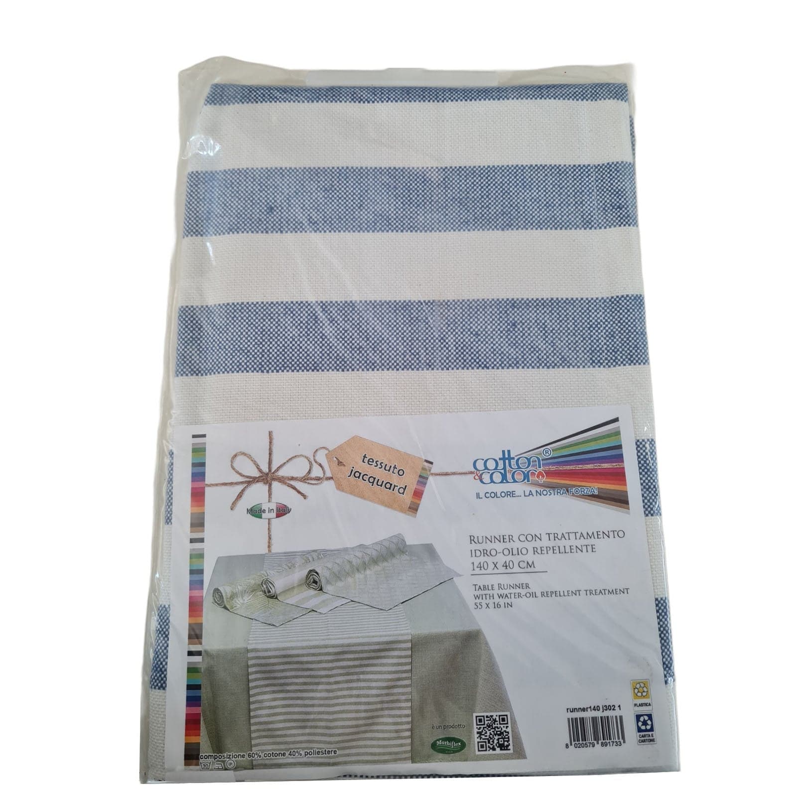 Runner in tessuto idrorepellente Jacquard a fantasia per tavolo da interno ed eterno. - 4