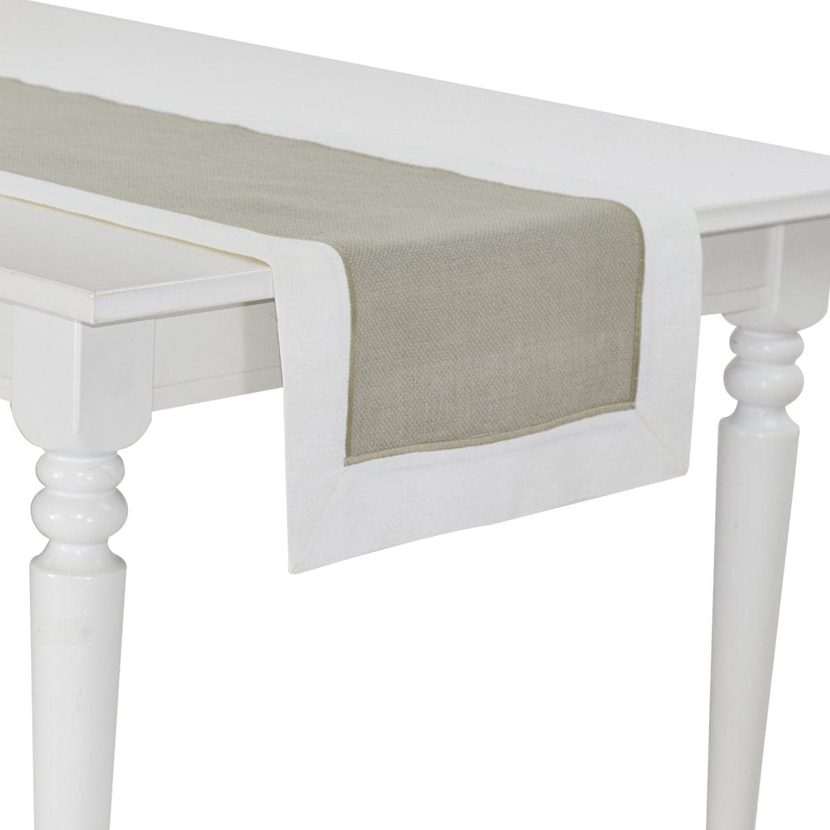 Runner in tela Aida con balza in lino per tavolo cm 45×150