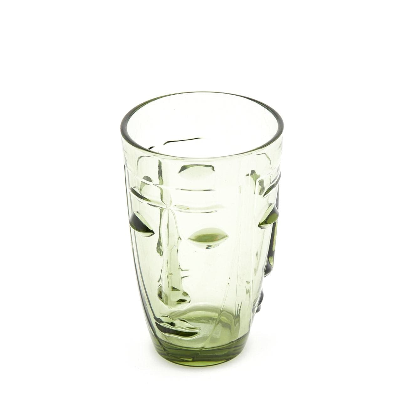 Set 6 Bicchieri in Vetro Verde "Svasati" Faccia Bombata arredamento moderno - 2