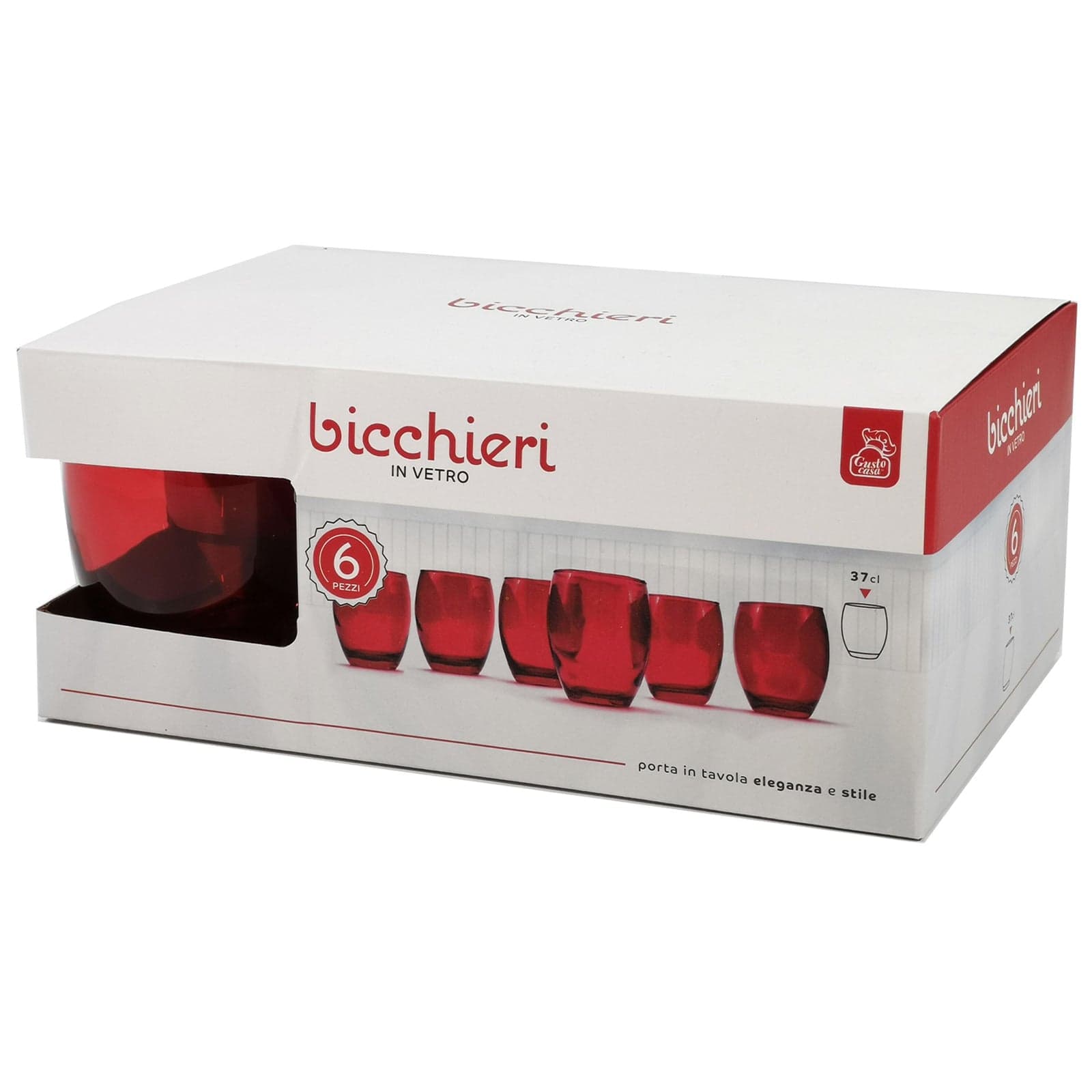 Set 6 bicchieri rossi per adornare tavola natalizia 37 cl - 2