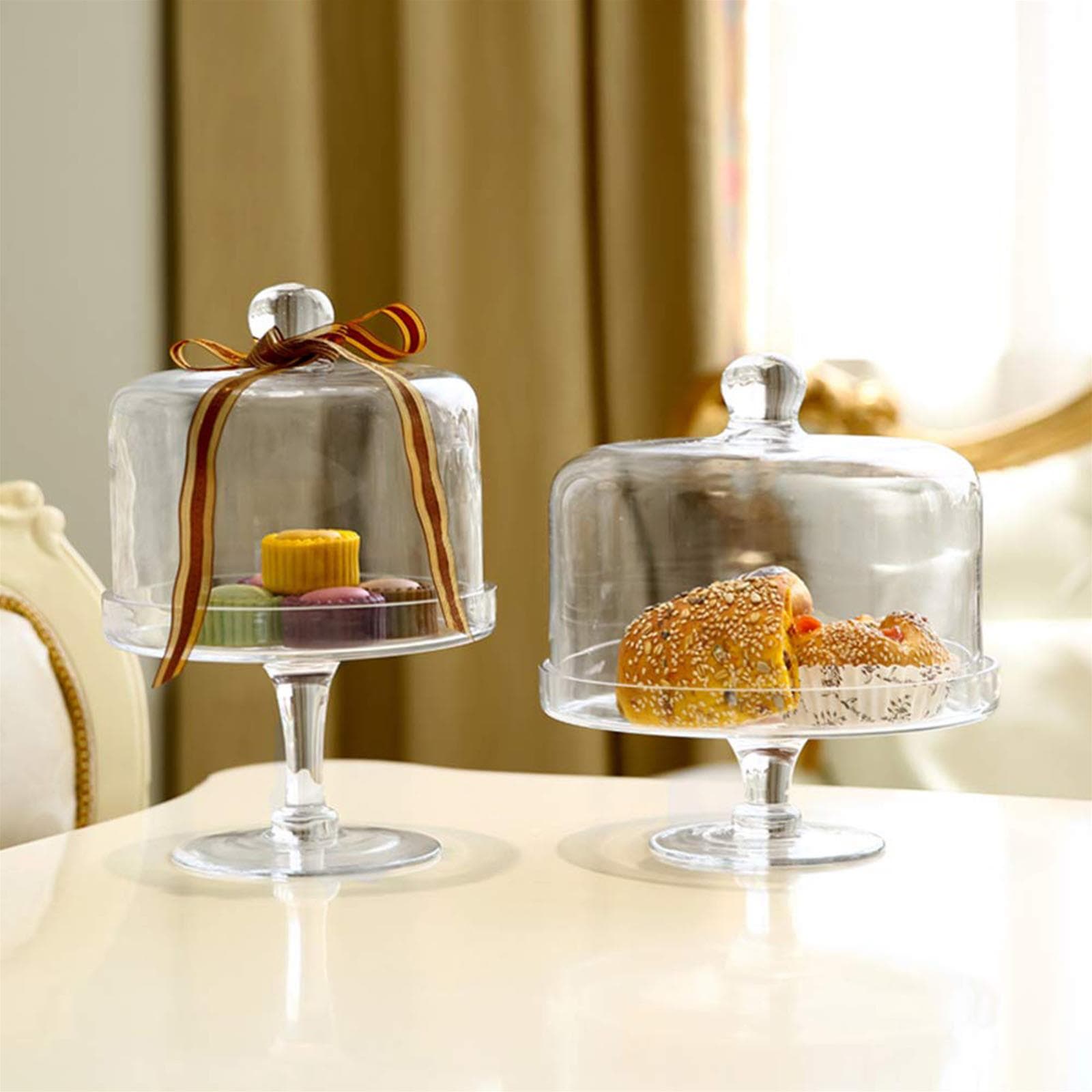 Alzata con campana in vetro per dolci e frutta con coperchio - 2