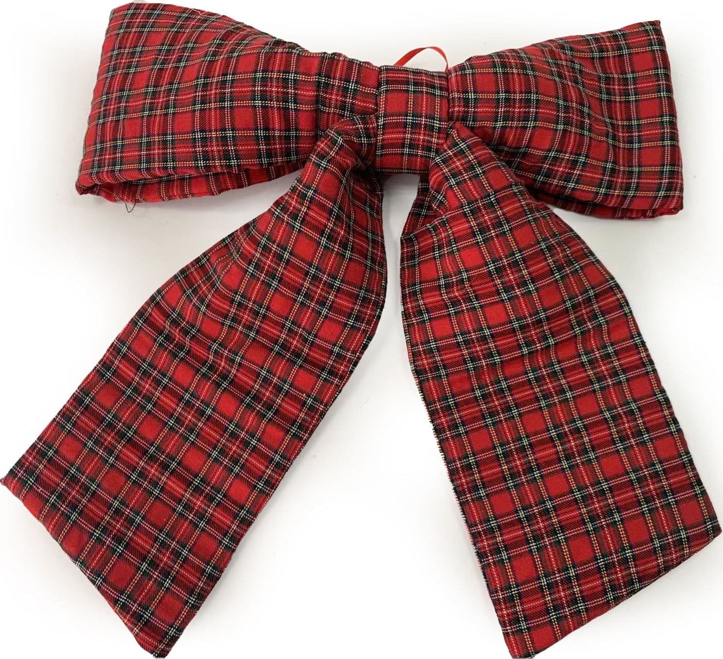 Fiocco Rosso scozzzese in tartan decorazione natalizia per albero e ghirlanda da 44 cm - 2